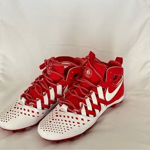Nike Men's Huarache V Lax Mid Lacrosse Cleats - Challenge Red/White - size 10